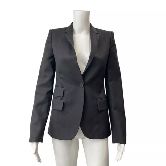 Stella McCartney RARE Black Blazer Single Button Wool Jacket size 0/IT 36 - Picture 1 of 9